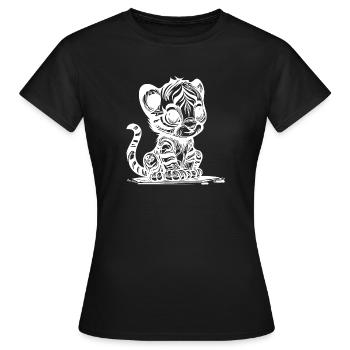 Kleiner Tiger mit süssem putzigem Streifenmuster - Frauen T-Shirt - Schwarz - Vorne - AI Model Female 172 dark (172cm)