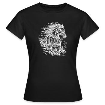 Etalon au galop avec crinière élégante dans le vent - T-shirt Femme - noir - Devant - AI Model Female 172 dark (172cm)
