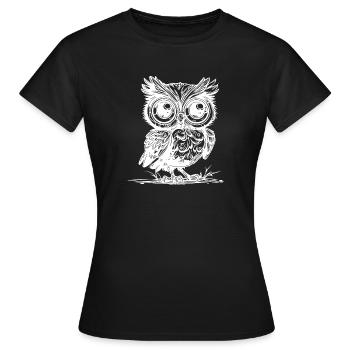 Wald Eule mit großen Augen - Frauen T-Shirt - Schwarz - Vorne - AI Model Female 172 dark (172cm)