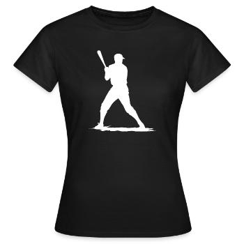 Baseball Spieler mit Baseballschläger - Frauen T-Shirt - Schwarz - Vorne - AI Model Female 172 dark (172cm)