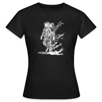 Astronaut im Sonnensturm Mondstaub Nebel - Frauen T-Shirt - Schwarz - Vorne - AI Model Female 172 dark (172cm)