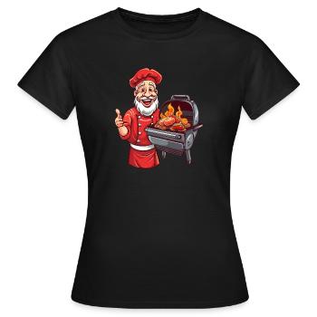 Père Noël barbecue magique de feu avec barbe et braises - T-shirt Femme - noir - Devant - AI Model Female 172 dark (172cm)