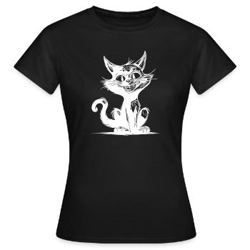 Chat coquin Chat souriant Chat domestique - T-shirt Femme - noir - Devant - AI Model Female 172 dark (172cm)