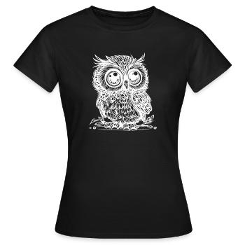 Süsse Eule - Kleiner Kauz - Frauen T-Shirt - Schwarz - Vorne - AI Model Female 172 dark (172cm)