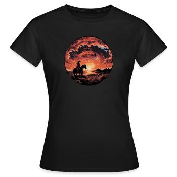 Équitation Cavalier Sports équestres - T-shirt Femme - noir - Devant - AI Model Female 172 dark (172cm)