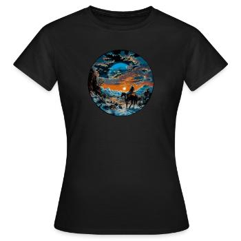 Cavalier Équitation Winter Ride Girl Fille - T-shirt Femme - noir - Devant - AI Model Female 172 dark (172cm)
