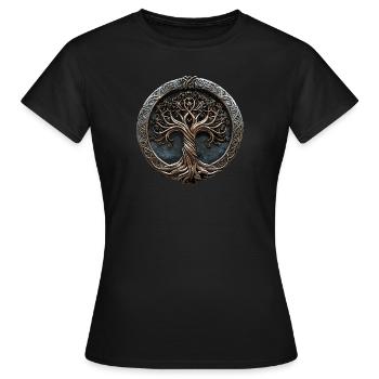 Yggdrasil Odin Wotan Edda Viking Vikings Wikinger - T-shirt Femme - noir - Devant - AI Model Female 172 dark (172cm)