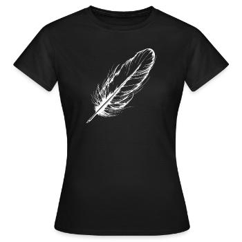 Vogelfeder Hand gezeichnet - Frauen T-Shirt - Schwarz - Vorne - AI Model Female 172 dark (172cm)
