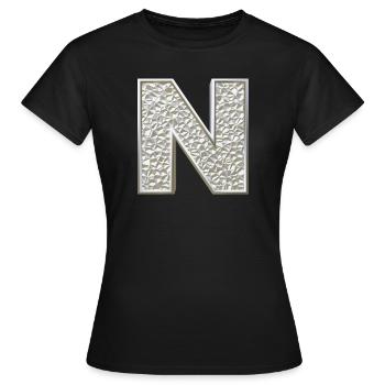 N, lettre, lettre N, initiale, initiale N, monogramme, - T-shirt Femme - noir - Devant - AI Model Female 172 dark (172cm)