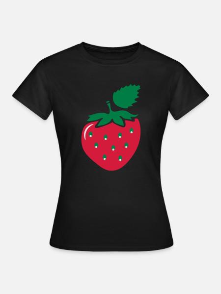 Erdbeere - Frauen T-Shirt - Schwarz