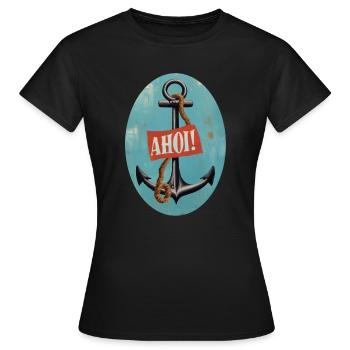 Ahoi - Frauen T-Shirt - Schwarz - Vorne - AI Model Female 172 dark (172cm)