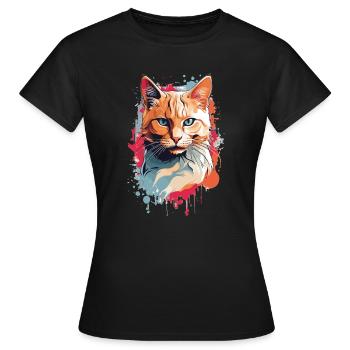 Süße dreifarbige Katze - Frauen T-Shirt - Schwarz - Vorne - AI Model Female 172 dark (172cm)