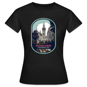 Munich's Old Town: Charm of Marienplatz - Women's T-Shirt - black - Front - AI Model Female 172 dark (172cm)
