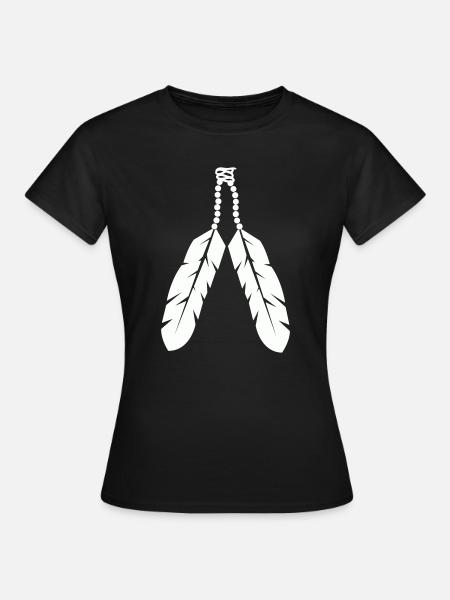 Indigeneischer Federanhänger Design - Frauen T-Shirt - Schwarz