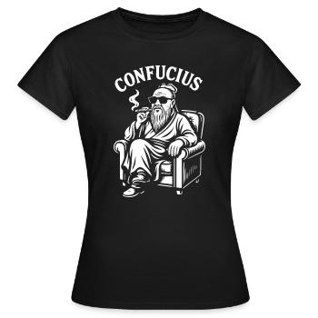 Confucius Lounge Cigare à barbe - T-shirt Femme - noir - Devant - AI Model Female 172 dark (172cm)