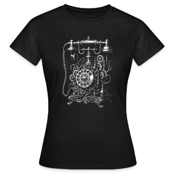 Téléphone à numérotation steampunk - T-shirt Femme - noir - Devant - AI Model Female 172 dark (172cm)