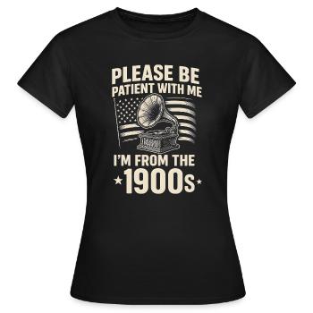 Gramophone vintage des années 1900 - T-shirt Femme - noir - Devant - AI Model Female 172 dark (172cm)