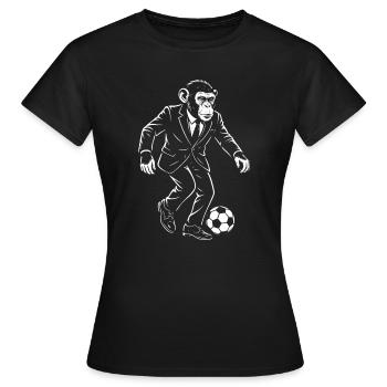 Eleganter Affe spielt Fußball - Frauen T-Shirt - Schwarz - Vorne - AI Model Female 172 dark (172cm)