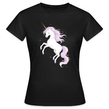 Magical Unicorn Illustration - Women's T-Shirt - black - Front - AI Model Female 172 dark (172cm)