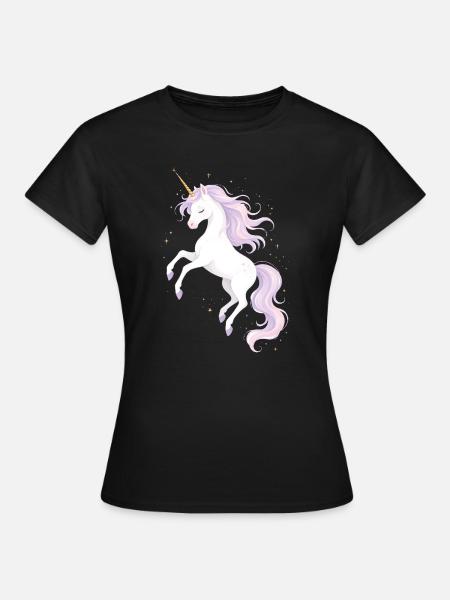 Zauberhaftes Einhorn Illustration - Frauen T-Shirt - Schwarz