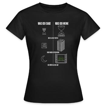 Was ich sage Was ich meine Gamer Zocker Herren - Frauen T-Shirt - Schwarz - Vorne - AI Model Female 172 dark (172cm)