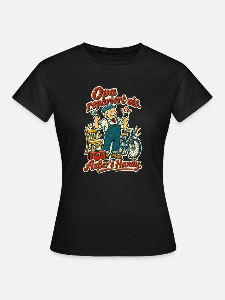 Opa repariert ois - Frauen T-Shirt - Schwarz