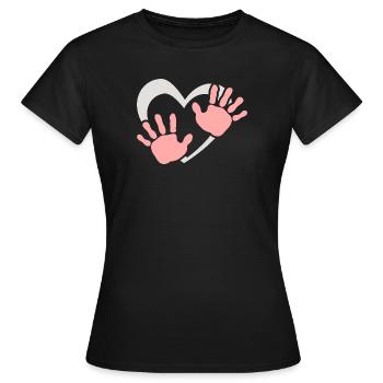 Empreinte de main de cœur de bébé - T-shirt Femme - noir - Devant - AI Model Female 172 dark (172cm)