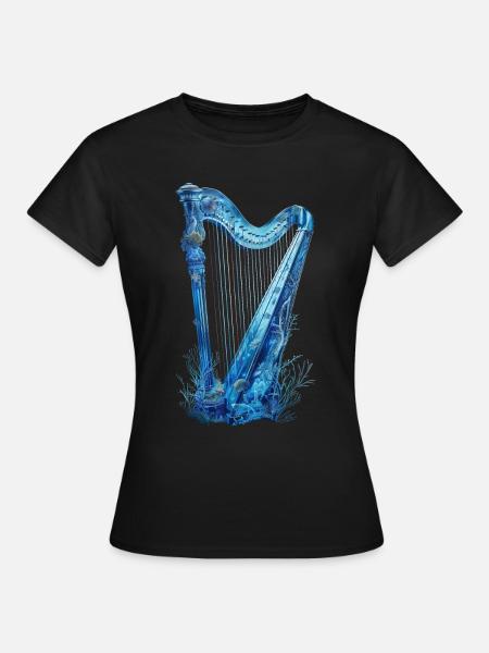 Fisch Harfe - Frauen T-Shirt - Schwarz