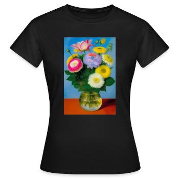 Fleurs dans un vase - T-shirt Femme - noir - Devant - AI Model Female 172 dark (172cm)