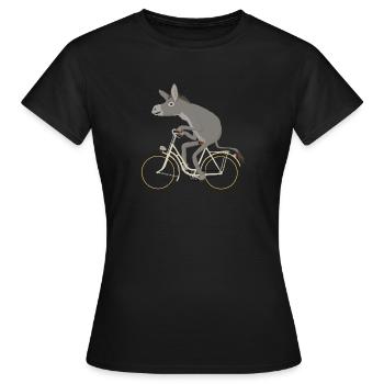 Esel fährt Drahtesel - Frauen T-Shirt - Schwarz - Vorne - AI Model Female 172 dark (172cm)