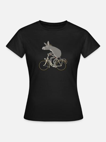 Esel fährt Drahtesel - Frauen T-Shirt - Schwarz