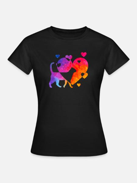 Katzenliebe - Frauen T-Shirt - Schwarz