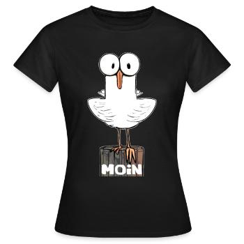 Moin Shirt und Möwe. Du bist Lieb. Liebesbeweis - Frauen T-Shirt - Schwarz - Vorne - AI Model Female 172 dark (172cm)