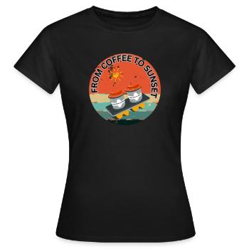 FROM COFFEE TO SUNSET - Frauen T-Shirt - Schwarz - Vorne - AI Model Female 172 dark (172cm)