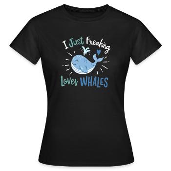 Ich liebe Wale einfach wahnsinnig - Frauen T-Shirt - Schwarz - Vorne - AI Model Female 172 dark (172cm)