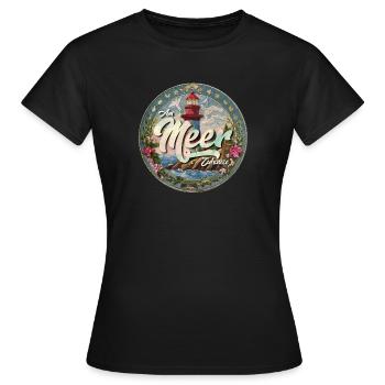 Am Meer. Zuhause. - Frauen T-Shirt - Schwarz - Vorne - AI Model Female 172 dark (172cm)