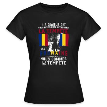 Tempête Roumains - T-shirt Femme - noir - Devant - AI Model Female 172 dark (172cm)