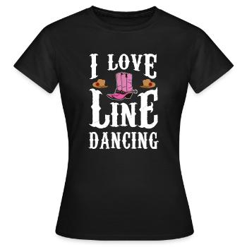 Ik hou van linedance line dance country muziek - Vrouwen T-shirt - zwart - Voor - AI Model Female 172 dark (172cm)