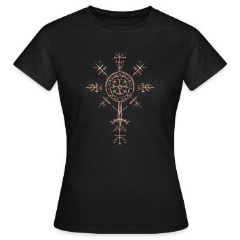 Viking symbol Nordic signs Celts Vegvisir - Women's T-Shirt - black - Front - AI Model Female 172 dark (172cm)