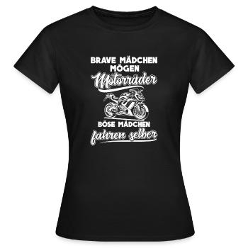 Böse Mädchen fahren Motorrad - Frauen T-Shirt - Schwarz - Vorne - AI Model Female 172 dark (172cm)