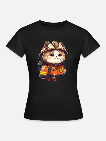 Katzenfeuerwehrmann - Frauen T-Shirt - Schwarz