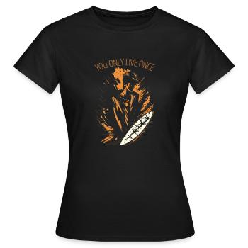 YOLO - Frauen T-Shirt - Schwarz - Vorne - AI Model Female 172 dark (172cm)