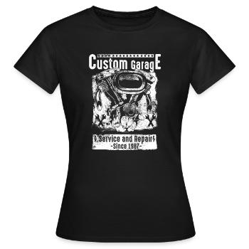 Custom Motorcycle Garage - Frauen T-Shirt - Schwarz - Vorne - AI Model Female 172 dark (172cm)