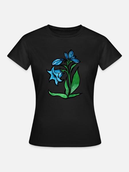 Blaue Blume - Frauen T-Shirt - Schwarz