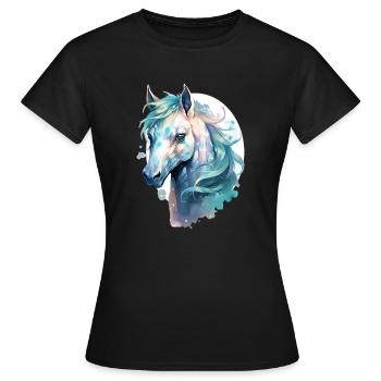 Cheval Aquarelle - T-shirt Femme - noir - Devant - AI Model Female 172 dark (172cm)