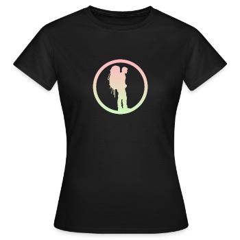 Backpacking Wanderer Backpacker - Frauen T-Shirt - Schwarz - Vorne - AI Model Female 172 dark (172cm)