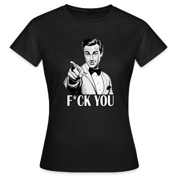 Retro Mann - FUCK YOU - Frauen T-Shirt - Schwarz - Vorne - AI Model Female 172 dark (172cm)