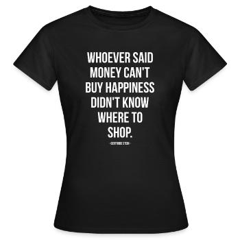 Wo kann man einkaufen? - Frauen T-Shirt - Schwarz - Vorne - AI Model Female 172 dark (172cm)
