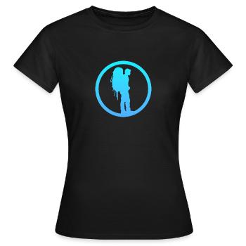 Backpacking Hiker Backpack - Women's T-Shirt - black - Front - AI Model Female 172 dark (172cm)