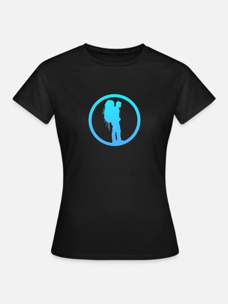 Backpacking Wanderer Rucksack - Frauen T-Shirt - Schwarz